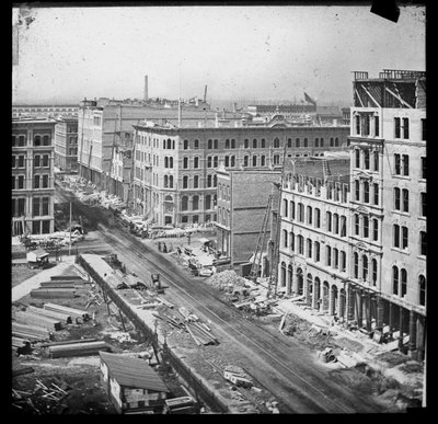 Vista de Randolph Street, al oeste desde el juzgado, después del incendio de Chicago de 1871, 1871 de American School